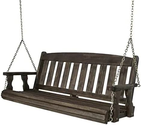amish casual heavy duty 800 lb mission treated porch swing with hanging chains 4 foot dark walnut stain