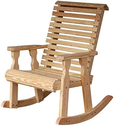 amish heavy duty 600 lb roll back pressure treated rocking chair unfinished