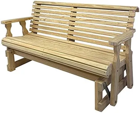 amish heavy duty 800 lb roll back pressure treated porch glider 4 foot unfinished